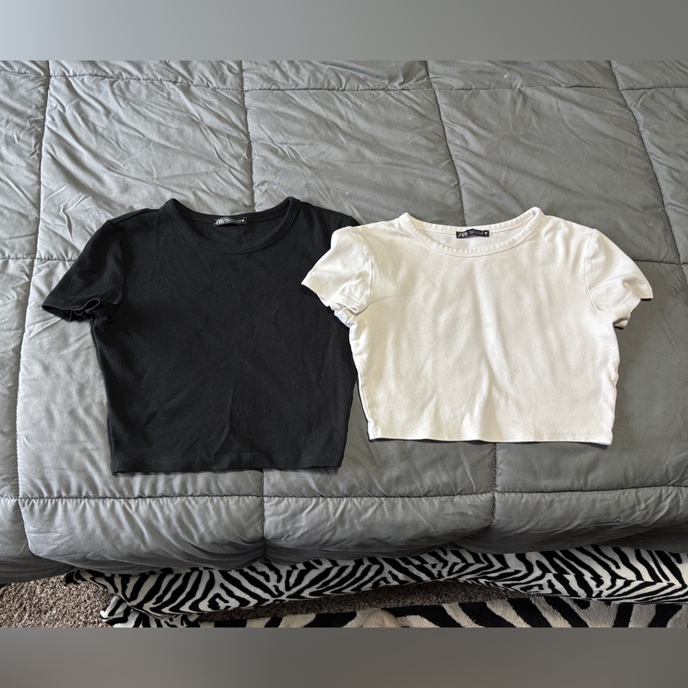 Black and White Zara Crop Tops